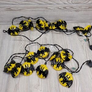 2 Halloween Bat Moon String Light Yellow Black Decor Spooky Plastic Light Covers